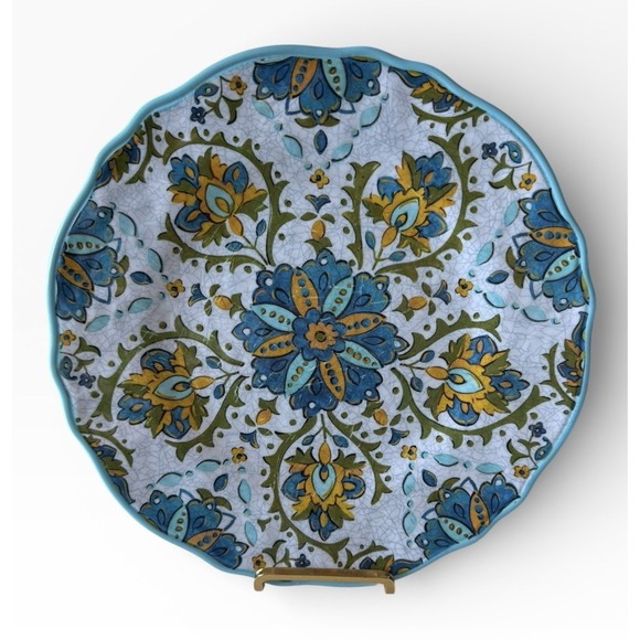 Le Cadeaux "Allegra" Turquoise Set Of 4 Dinner Plates Melamine BPA Free - Picture 2 of 9